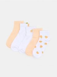 Bawełniane skarpetki z motywem brzoskwiń 5 pack - pomarańczowy. Brązowe skarpetki damskie Sinsay, bez wzorów, z bawełny. Za 15.99 zł.