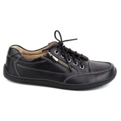 Barefoot Damskie minimalistyczne półbuty skórzane OLIVIER 770 czarne. Czarne półbuty damskie bez wzorów, ze skóry, bez obcasa, bez zapięcia. Za 453.66 zł.