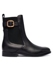 TWINSET Sztyblety Tronchetto 252TCP120 Czarny. Czarne botki damskie Twinset, ze skóry, bez obcasa, na płaskiej podeszwie, bez zapięcia. Za 1,259.00 zł.