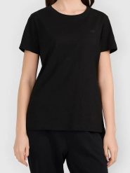 4F Koszulka w kolorze czarnym rozmiar: S. Czarne bluzki damskie 4F, s, bez wzorów, z bawełny, bez kołnierzyka, bez ramiączek. Za 23.99 zł.