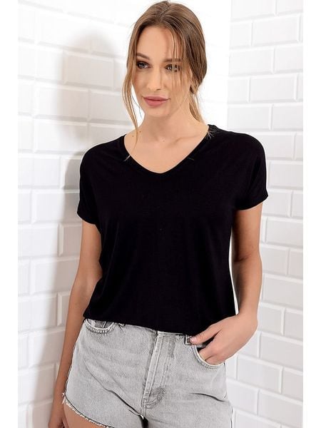 Trend Alacati Koszulka w kolorze czarnym rozmiar: S. Czarne bluzki damskie Trend Alacati, s, bez wzorów, z bawełny, bez kołnierzyka, bez ramiączek. Za 48.28 zł.