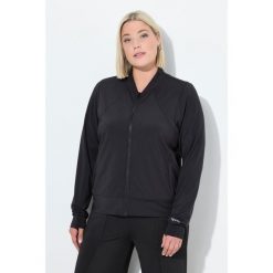 Damskie Bluza dresowa funkcyjna stójka otwór na kciuk z recyklingu. Czarne bluzy damskie Ulla Popken, plus size, bez wzorów, z dresówki, bez kaptura. Za 279.99 zł.