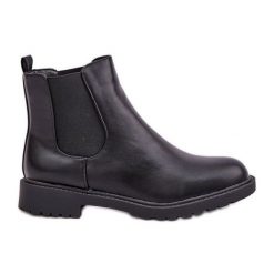 Botki Sztyblety Damskie Na Płaskim Obcasie Czarne. Czarne botki damskie eleganckie, bez obcasa, na płaskiej podeszwie, bez zapięcia. Za 143.20 zł.