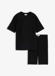 T-shirt i bawełniane kolarki ze stretchem (2 części). Zielone kombinezony damskie bonprix, bez wzorów, z bawełny, bez kołnierzyka, bez ramiączek. Za 77.99 zł.