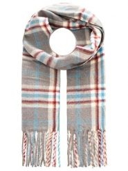 Zwillingsherz Szal w kolorze szaro-błękitno-czerwonym rozmiar: onesize. Czerwone szaliki damskie Zwillingsherz, bez wzorów, z materiału. Za 135.17 zł.