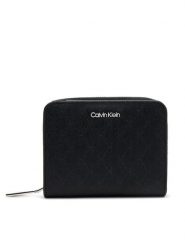 Calvin Klein Portfel Ck Must Medium Zip Around_Mono K60K612942 Czarny. Czarne portfele damskie Calvin Klein, bez wzorów, ze skóry. Za 269.99 zł.