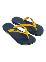Ipanema Japonki w kolorze żółto-granatowym rozmiar: 37. Niebieskie klapki damskie Ipanema, bez wzorów, z tworzywa sztucznego, z otwartym noskiem, bez obcasa, bez zapięcia. Za 61.46 zł.