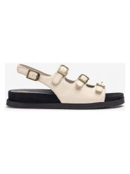 Unisa Skórzane sandały w kolorze kremowym rozmiar: 40. Brązowe sandały damskie Unisa, bez wzorów, z otwartym noskiem, bez obcasa, bez zapięcia. Za 239.99 zł.