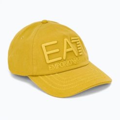 Czapka z daszkiem EA7 Emporio Armani Train Logo Series Embroidered. Żółte czapki z daszkiem damskie EA7 Emporio Armani, bez wzorów, z bawełny. Za 229.99 zł.