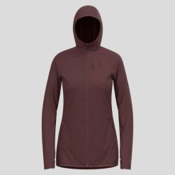 Bluza damska z kapturem Odlo Ascent Mid Layer Hoody Full Zip. Brązowe bluzy damskie ODLO, l, bez wzorów, z kapturem. Za 555.99 zł.