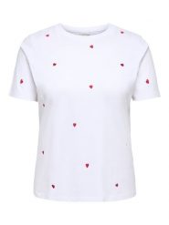 ONLY Koszulka w kolorze białym rozmiar: S-42/44. Białe bluzki damskie Only, s, bez wzorów, z bawełny, bez kołnierzyka, bez ramiączek. Za 60.99 zł.