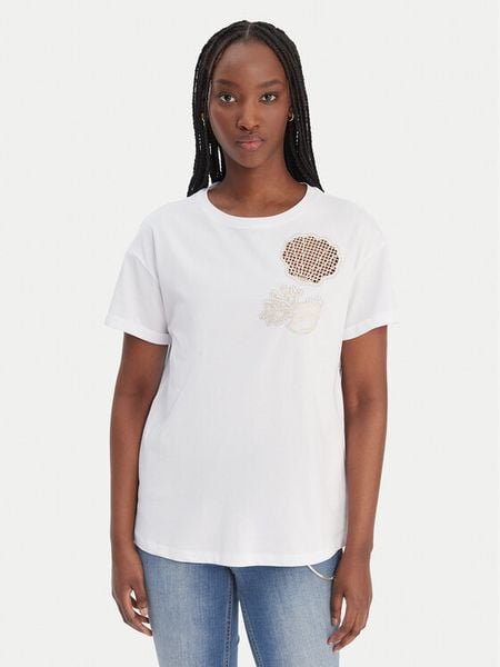 Liu Jo T-Shirt WA6413 JS904 Biały Regular Fit. Białe t-shirty damskie Liu Jo, xl, bez wzorów, z bawełny, bez kołnierzyka. Za 299.99 zł.