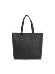 Tommy Hilfiger Torebka Th Soft Tote AW0AW15527 Czarny. Czarne shopper bag Tommy Hilfiger, ze skóry, bez dodatków. Za 519.99 zł.