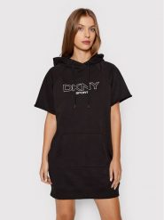 DKNY Sport Sukienka dzianinowa DP1D4601 Czarny Regular Fit. Czarne sukienki damskie DKNY Sport, bez wzorów, z bawełny, sportowe, bez ramiączek. Za 249.99 zł.