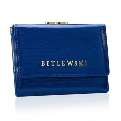 Portfel damski BETLEWSKI ZBPD-BS-14 NIEBIESKI. Niebieskie portfele damskie Betlewski, bez wzorów, ze skóry. Za 139.99 zł.