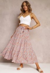 Czerwona Rozkloszowana Spódnica Maxi z Wiskozy z Gumką w Talii Tailana. Czerwone spódnice damskie Renee, na co dzień, m, bez wzorów, z materiału, maxi. Za 39.99 zł.