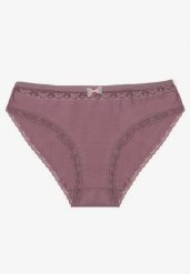 Fioletowe Bawełniane Majtki Typu Figi z Koronką i Kokardą Zeteria. Fioletowe figi Born2be, bez wzorów, z bawełny. Za 9.99 zł.