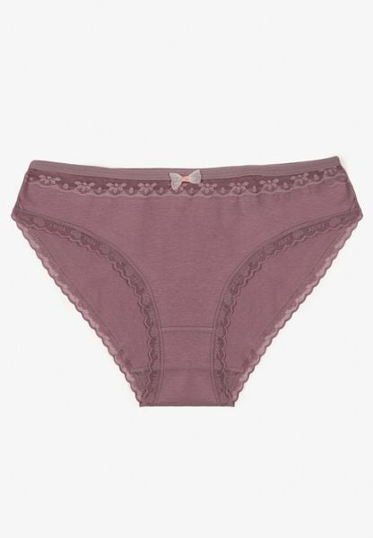 Fioletowe Bawełniane Majtki Typu Figi z Koronką i Kokardą Zeteria. Fioletowe figi Born2be, bez wzorów, z bawełny. Za 4.99 zł.