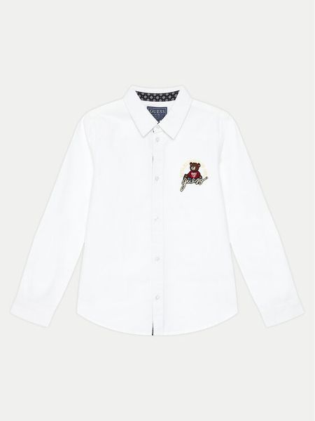 Guess Koszula L4BH02 W9CL0 Biały Regular Fit. Białe koszule chłopięce Guess, z aplikacjami, z bawełny, bez kołnierzyka, bez ramiączek. Za 179.99 zł.