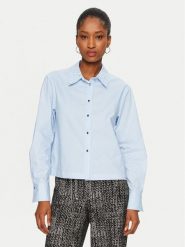 Morgan Koszula 242-CBOXI Błękitny Loose Fit. Niebieskie koszule damskie Morgan, bez wzorów, z bawełny, bez kołnierzyka, bez ramiączek. Za 299.99 zł.