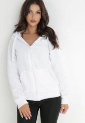 Biała Bluza z Kapturem Sithi. Białe bluzy damskie Born2be, l, bez wzorów, z jeansu, z kapturem. Za 49.99 zł.
