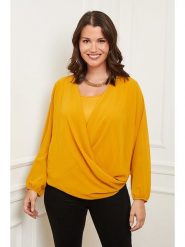 Curvy Lady Bluzka w kolorze musztardowym rozmiar: 40/42. Pomarańczowe bluzki damskie Curvy Lady, bez wzorów, klasyczne, z asymetrycznym kołnierzem, bez ramiączek. Za 138.45 zł.