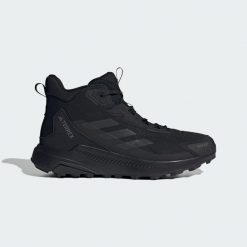 Buty trekkingowe adidas Terrex Anylander Mid Rain.Rdy. Czarne obuwie trekkingowe damskie Adidas, z materiału, bez zapięcia. Za 439.00 zł.