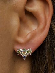 DI GIORGIO Pozłacane kolczyki-wkrętki z cyrkoniami rozmiar: onesize. Zielone kolczyki damskie DI GIORGIO, z cyrkonią, pozłacane. Za 124.95 zł.