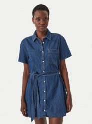 Tommy Jeans Sukienka jeansowa DW0DW22787 Niebieski Regular Fit. Niebieskie sukienki damskie Tommy Jeans, bez wzorów, z bawełny, bez ramiączek. Za 529.99 zł.