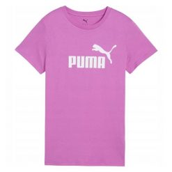 T-shirt Damski Logo ESS No.1. Fioletowe t-shirty damskie Puma, bez wzorów, bez kołnierzyka. Za 116.99 zł.