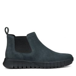 Sztyblety Geox. Szare botki damskie Geox, bez obcasa, na płaskiej podeszwie, bez zapięcia. Za 549.99 zł.