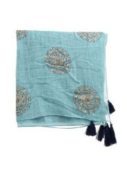 BLE Szal w kolorze turkusowym - 90 x 90 cm rozmiar: onesize. Niebieskie szaliki damskie BLE, z aplikacjami, z bawełny. Za 36.95 zł.