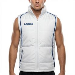 Kamizelka biegowa przeciwwiatrowa Storm biała-niebieska. Białe kamizelki damskie LEGEA, bez wzorów, bez kaptura. Za 80.00 zł.