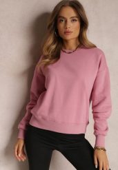 Ciemnoróżowa Bluza z Polarową Podszewką Heseh. Czerwone bluzy damskie Renee, na zimę, l, bez wzorów, z dzianiny, bez kaptura. Za 49.99 zł.