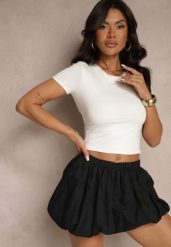 Biały T-shirt Cropped z Wiskozą Efranessa. Białe t-shirty damskie Renee, l, z aplikacjami, z wiskozy, bez kołnierzyka. Za 59.99 zł.