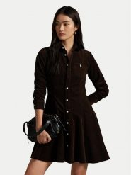 Polo Ralph Lauren Sukienka koszulowa 211972069002 Brązowy Regular Fit. Brązowe sukienki damskie Polo Ralph Lauren, bez wzorów, z bawełny, bez ramiączek. Za 1,039.00 zł.