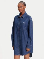 Tommy Jeans Sukienka jeansowa DW0DW21420 Granatowy Relaxed Fit. Niebieskie sukienki damskie Tommy Jeans, bez wzorów, z bawełny, bez ramiączek. Za 279.99 zł.