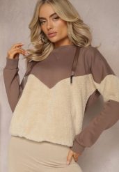 Brązowa Bawełniana Bluza z Kapturem ze Ściągaczami i Polarem Eurynia. Brązowe bluzy damskie Renee, bez wzorów, z bawełny, z kapturem. Za 84.99 zł.