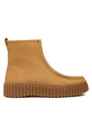 Clarks Botki Torhill Cozy 26182911 Brązowy. Brązowe botki damskie Clarks, ze skóry, bez obcasa, na płaskiej podeszwie, bez zapięcia. Za 659.99 zł.