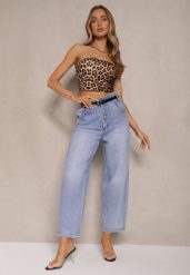 Niebieskie Jeansy Mom Fit High Waist Zapinane na Guziki Zeloiti. Niebieskie jeansy damskie Renee, z podwyższonym stanem. Za 99.99 zł.