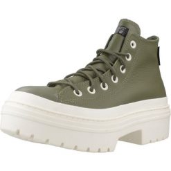 Buty CONVERSE CHUCK TAYLOR ALL STAR LUGGED HEEL PLATFORM WATERPROOF Zielony. Zielone obuwie sportowe casual damskie Converse, ze skóry, bez zapięcia. Za 380.99 zł.