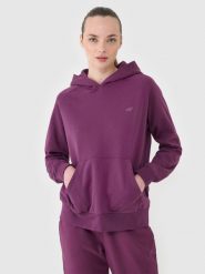 4F Bluza dresowa nierozpinana z kapturem damska - fioletowa M. Fioletowe bluzy damskie 4F, m, bez wzorów, z bawełny, z kapturem. Za 149.99 zł.