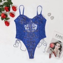 Body z haftem transparentne eleganckie Marice. Niebieskie body i gorsety Intica, bez wzorów. W wyprzedaży za 119.00 zł.