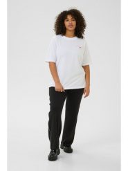 KAFFE curve Koszulka w kolorze białym rozmiar: S. Białe koszulki damskie KAFFE curve, s, bez wzorów, z bawełny, bez kołnierzyka, bez ramiączek. Za 56.99 zł.