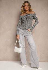 Jasnoszare Jeansy High Waist o Szerokim Kroju Nimiella. Szare jeansy damskie Renee, bez wzorów, z jeansu. Za 119.99 zł.