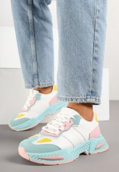Biało-Zielone Sneakersy Streetwearowe z Kontrastowymi Przeszyciami Ilirenas. Białe obuwie sportowe damskie Born2be, bez zapięcia. Za 109.99 zł.