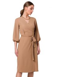 Stylove Sukienka w kolorze beżowym rozmiar: M. Brązowe sukienki damskie Stylove, bez wzorów, z tkaniny, bez ramiączek. Za 304.95 zł.