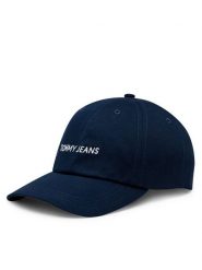 Tommy Jeans Czapka z daszkiem Linear Logo AW0AW15845 Granatowy. Niebieskie czapki z daszkiem damskie Tommy Jeans, bez wzorów, z bawełny. Za 99.99 zł.