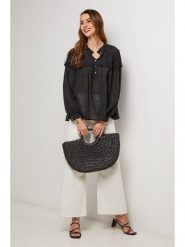 Lin Passion Bluzka w kolorze czarnym rozmiar: 40/42. Czarne bluzki damskie Lin Passion, bez wzorów, z bawełny, klasyczne, bez kołnierzyka, bez ramiączek. Za 121.99 zł.