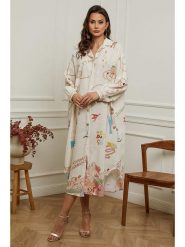 Plume Sukienka "Buvio" w kolorze kremowym rozmiar: M. Brązowe sukienki damskie Plume, bez wzorów, bez ramiączek. Za 254.74 zł.